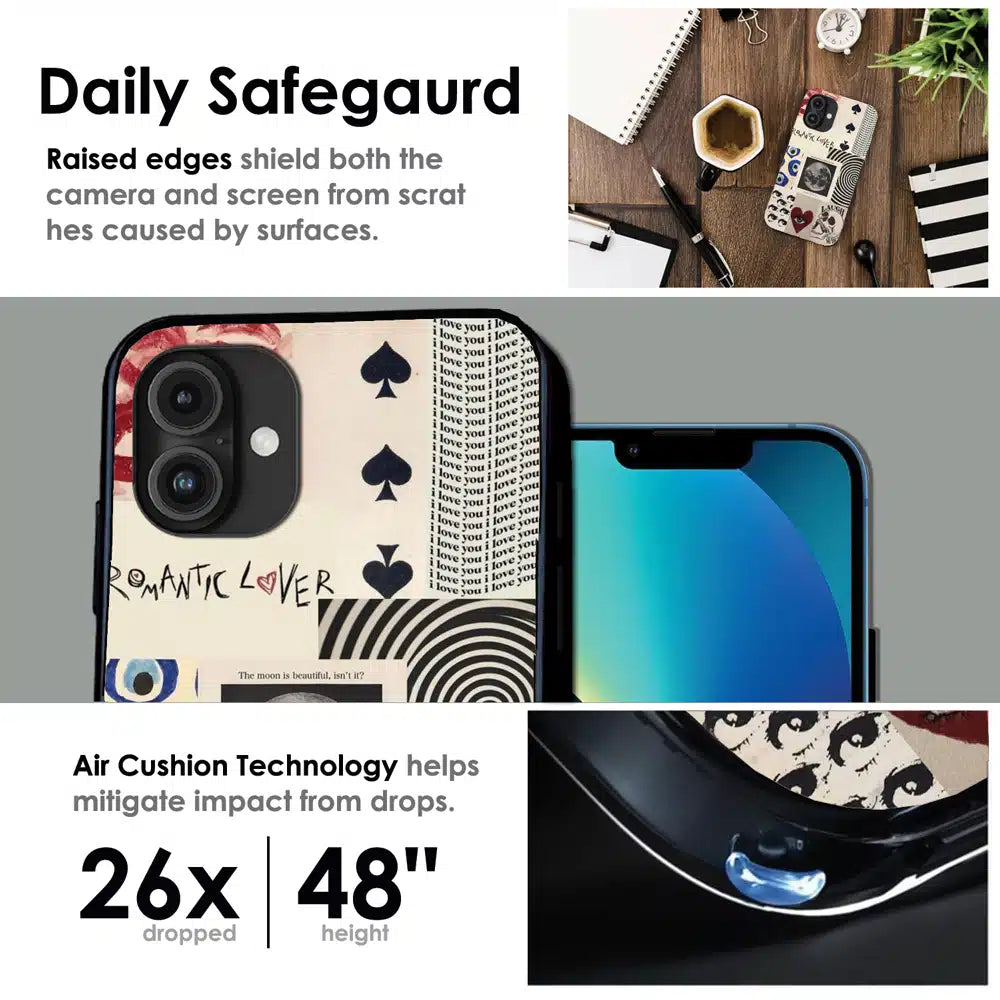 Romantic Art Collage - Glossy Metal Silicone Case For Apple iPhone Infographic