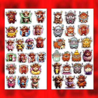 Highland Cow – 40 Waterproof Aesthetic Stickers for Phone Cases, Clear Covers, Journals, Scrapbooks & More