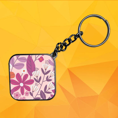 Flowers - Keychain With Silver Border (Pack Of 2)