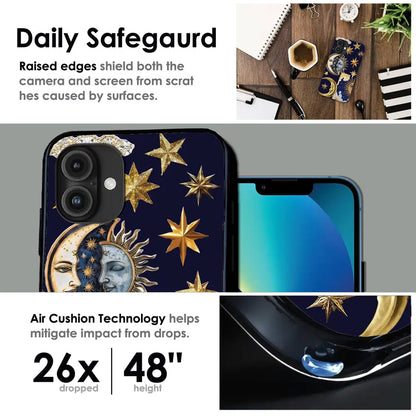 Celestial Sun Moon Collage - Glossy Metal Silicone Case For Apple iPhone Infographic