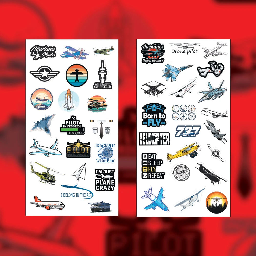 Aviation Stickers Pack – 42+ Airplane Pilot Stickers