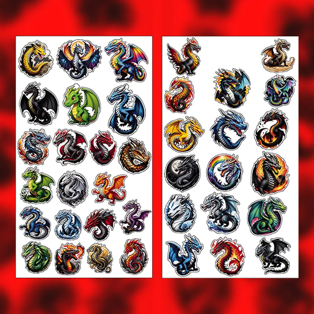 Dragons – 38 Waterproof Aesthetic Stickers for Phone Cases, Clear Covers, Journals, Scrapbooks & More