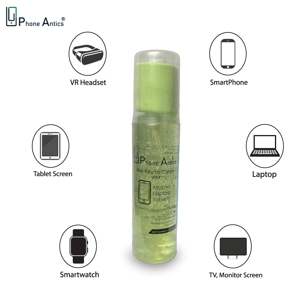 Mobile Screen Cleaning Gel With Microfiber Cloth- Green Apple