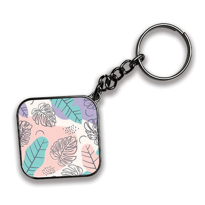 Floral - A Combo Of 4 Silver Border Keychains