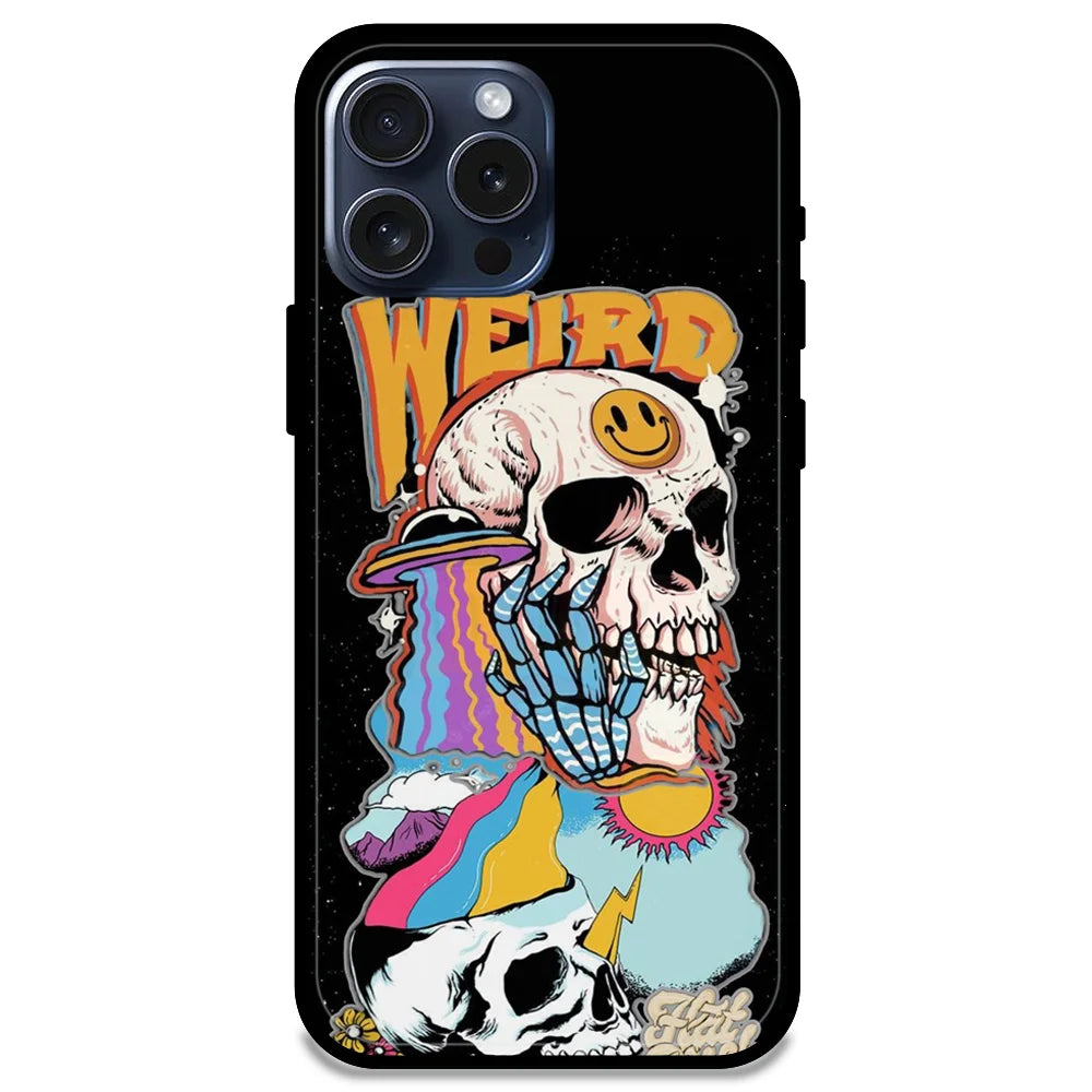 Weird Skull Graffiti - Glossy Metal Silicone Case For Apple iPhone Models- Apple iPhone 15 pro