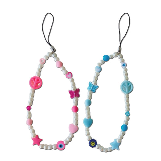 Pink And Blue Peace - A Combo Of 2 Phone Charms