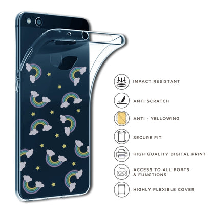 Rainbow With Clouds - Clear Printed Silicone Case For Poco Models infographic