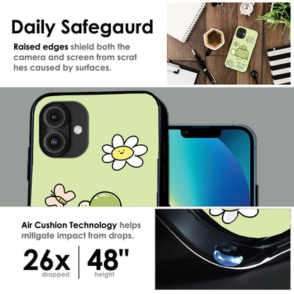 'Cute Turtle & Daisy “Have a Nice Day” - Glossy Metal Silicone Case For Apple iPhone Infographic