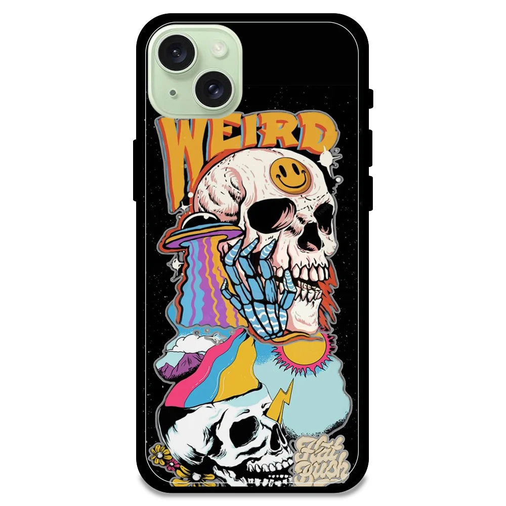 Weird Skull Graffiti - Glossy Metal Silicone Case For Apple iPhone Models- Apple iPhone 15 plus