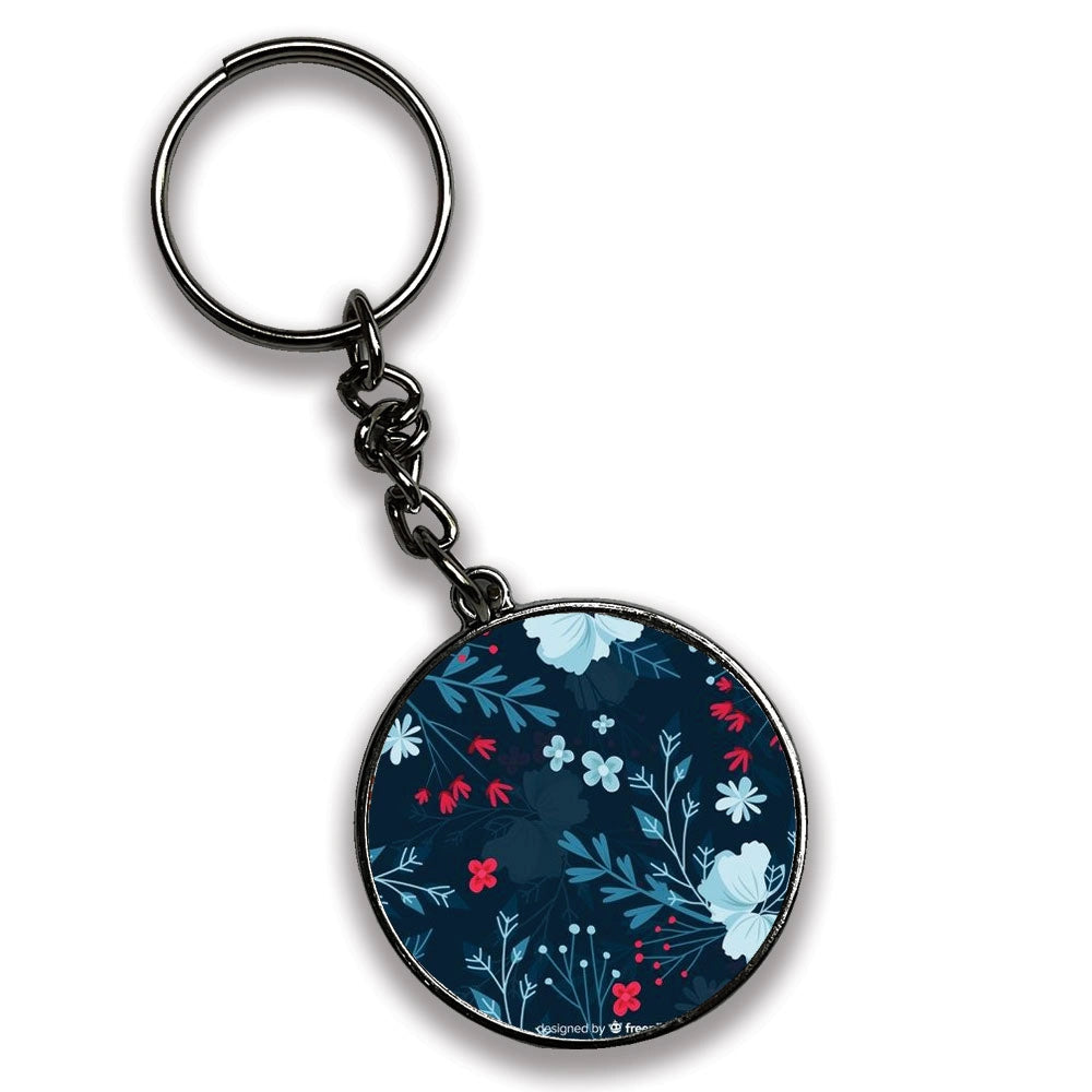 Floral - A Combo Of 4 Silver Border Keychains