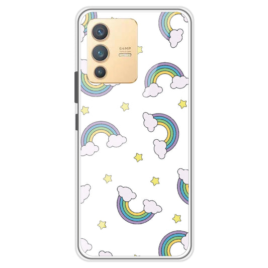 Rainbow With Clouds - Clear Printed Case For Vivo Models