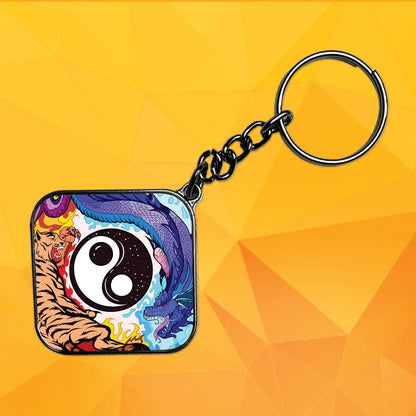 Ying Yang - Keychain With Silver Border (Pack Of 2)