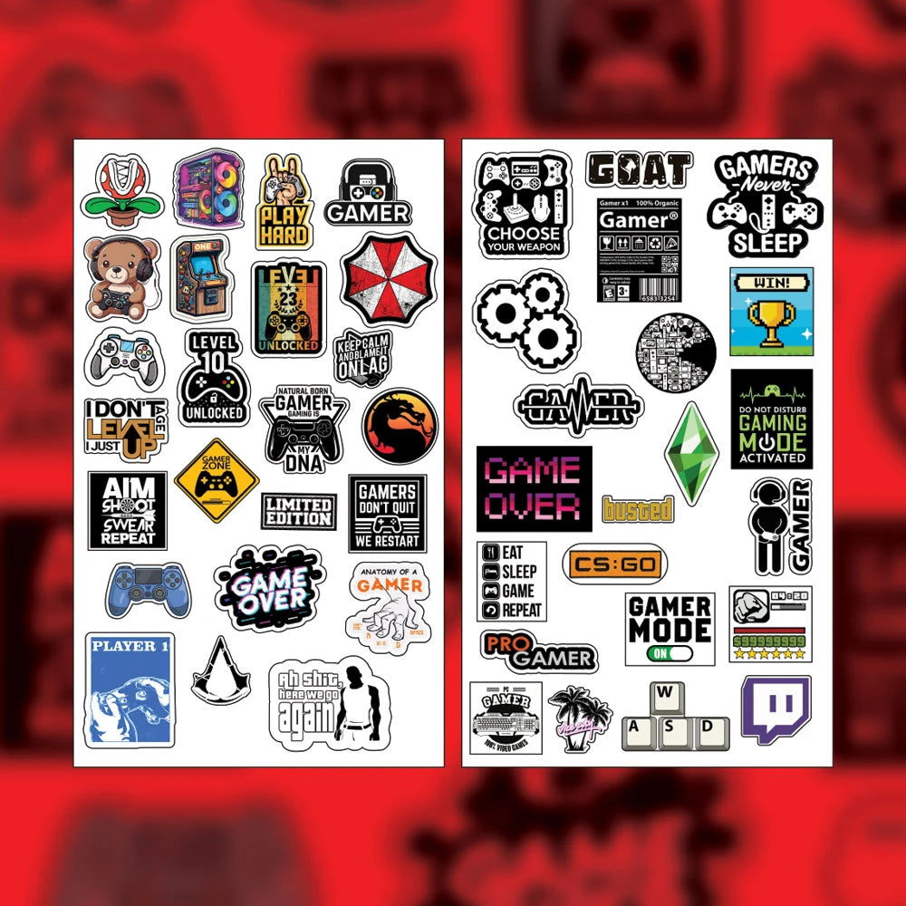 Gaming Stickers Pack – 42+ Waterproof Gamer Stickers