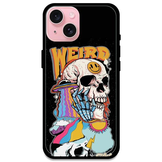 Weird Skull Graffiti - Glossy Metal Silicone Case For Apple iPhone Models- Apple iPhone 15