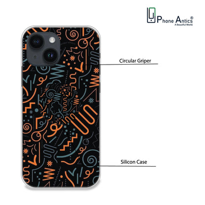 Orange Graffiti - Silicone Grip Case For Apple iPhone Models iPhone 14 infographic