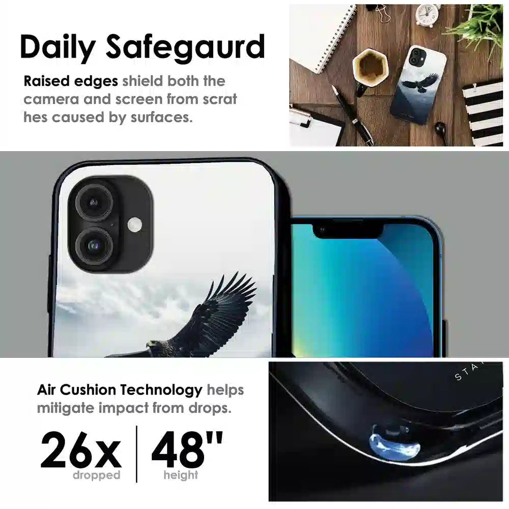 Stay Free Eagle Flight - Glossy Metal Silicone Case For Apple iPhone Infographic