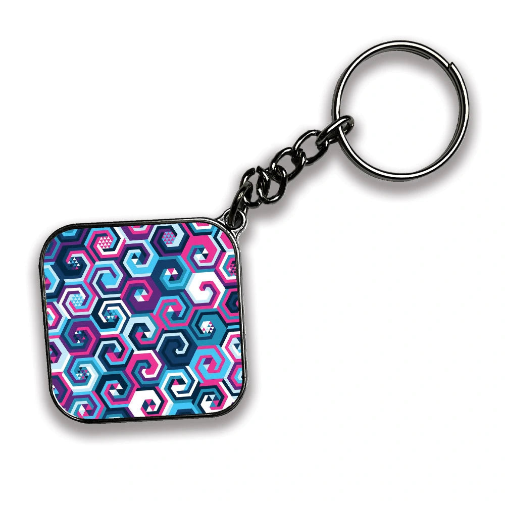 Geometric - A Combo Of 4 Silver Border Keychains