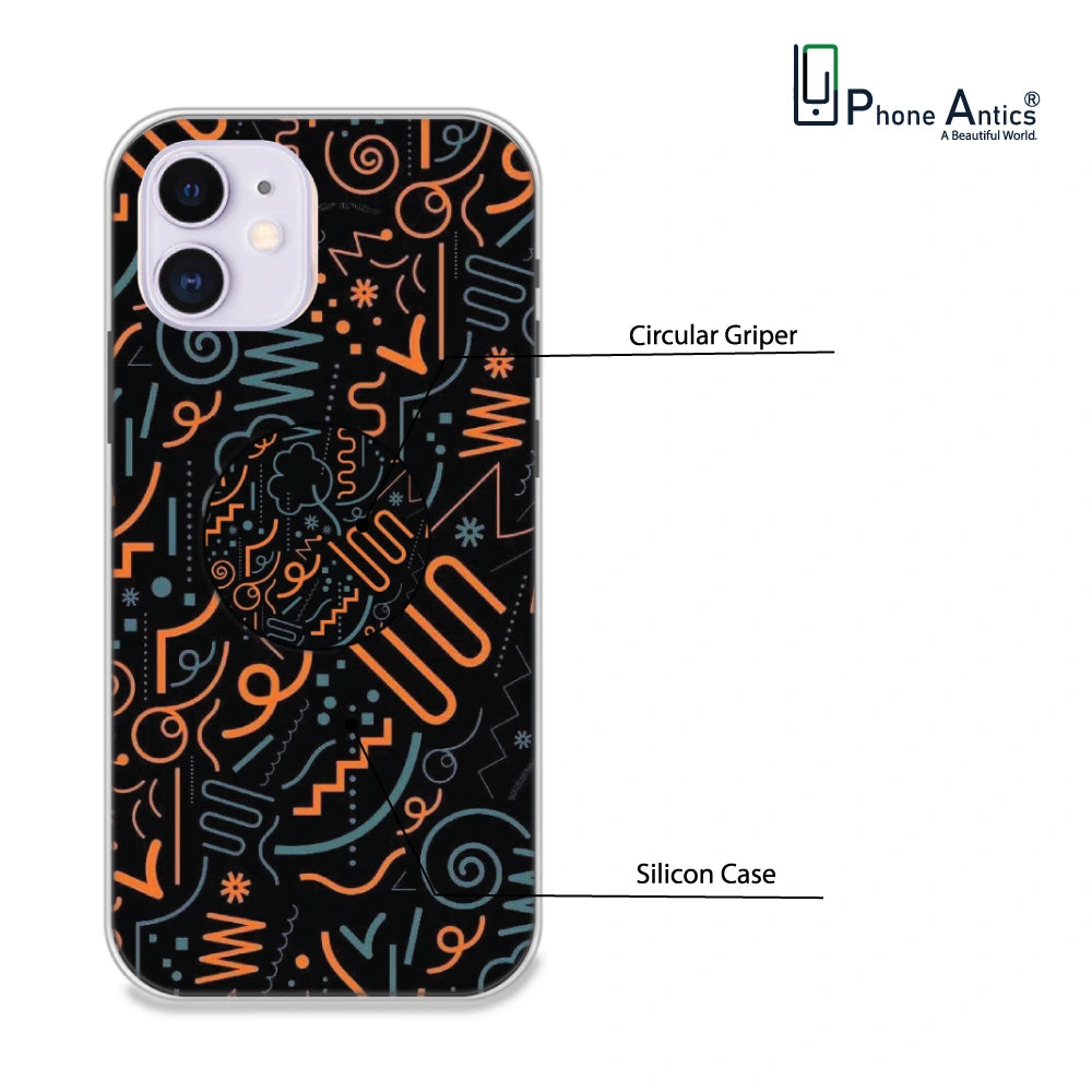 Orange Graffiti - Silicone Grip Case For Apple iPhone Models iPhone 11 infographic