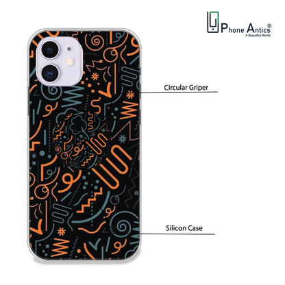 Orange Graffiti - Silicone Grip Case For Apple iPhone Models iPhone 11 infographic
