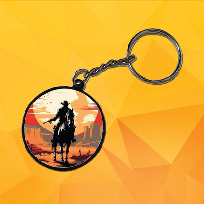 Cowboy and Horse - Keychain With Black Border (Pack Of 2)