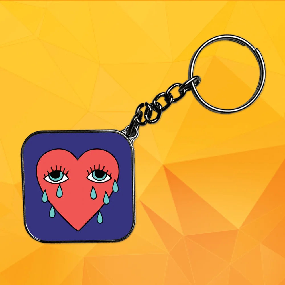 Heart Crying Tarot - Keychain With Silver Border (Pack Of 2)