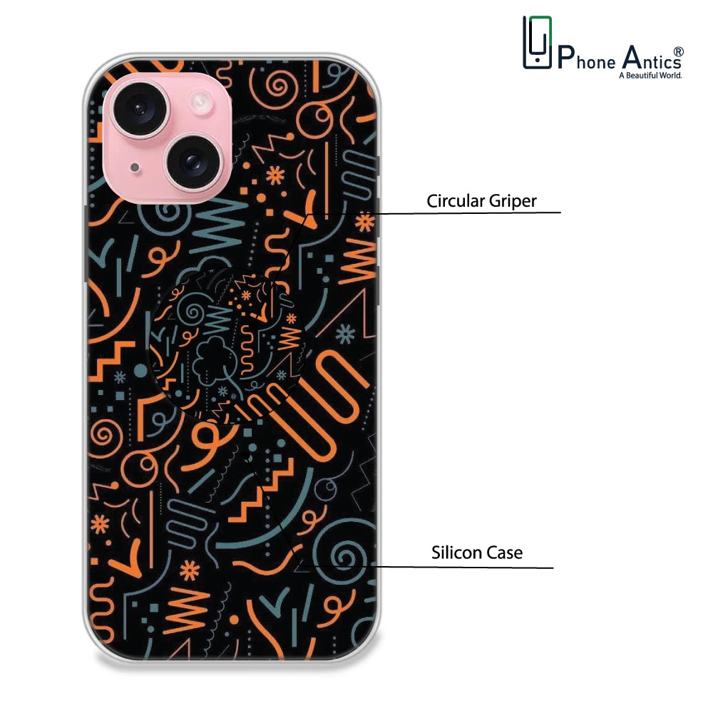 Orange Graffiti - Silicone Grip Case For Apple iPhone Models iPhone 15 infographic