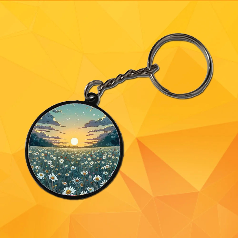 Daisy sunset - Keychain With Black Border (Pack Of 2)