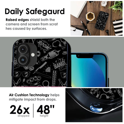 Black Graphic Street Art - Glossy Metal Silicone Case For Apple iPhone Infographic