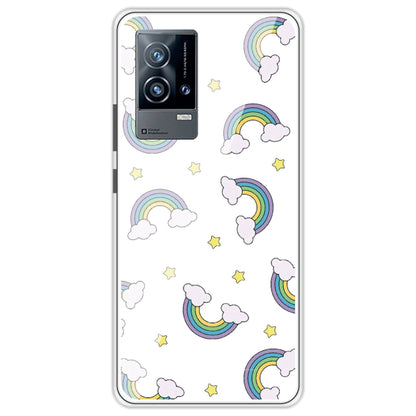 Rainbow With Clouds - Clear Printed Silicone Case For iQOO Models