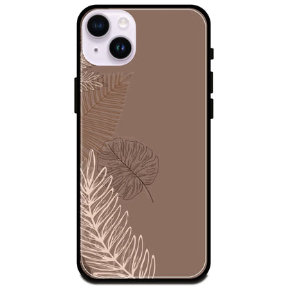 Brown Leaves - Glossy Metal Silicone Case For Apple iPhone Models iPhone 15 Plus