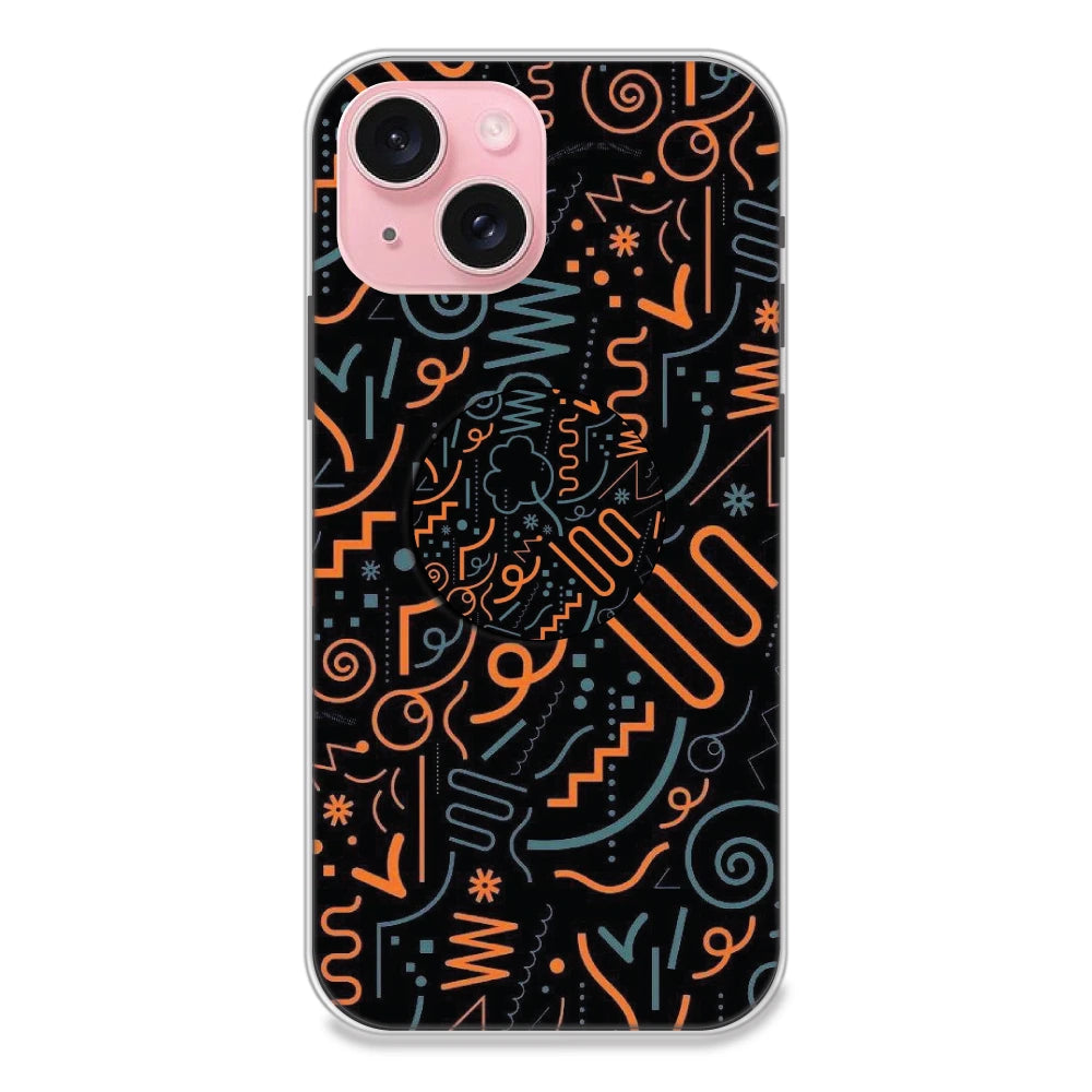Orange Graffiti - Silicone Grip Case For Apple iPhone Models iPhone 15