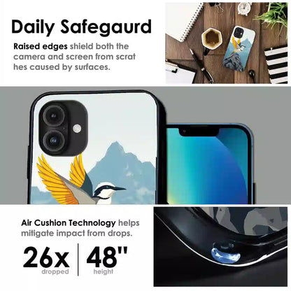 Mountain Bird Freedom Art - Glossy Metal Silicone Case For Apple iPhone Infographic