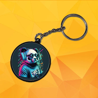 Panda DJ- Keychain With Black Border (Pack Of 2)