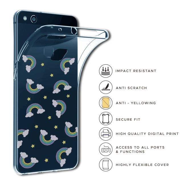 Rainbow With Clouds - Clear Printed Silicone Case For iQOO Models infographic