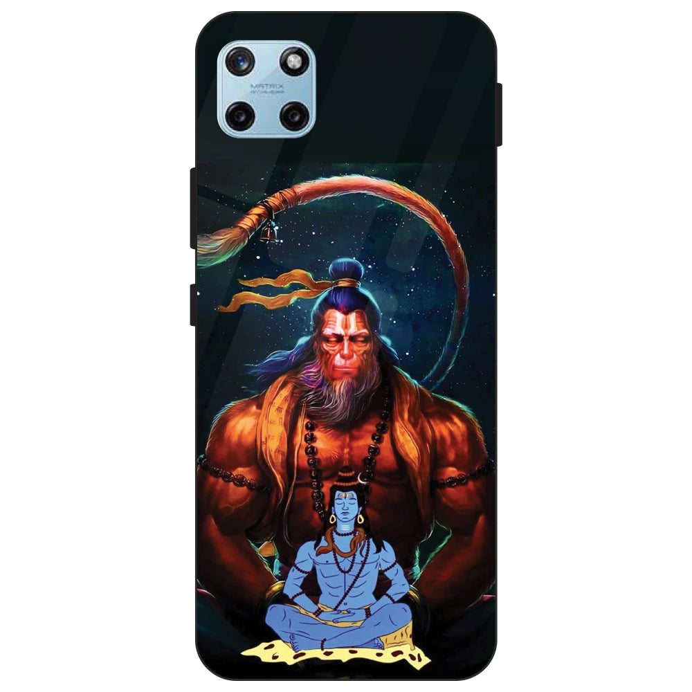 Lord Shiva & Lord Hanuman - Glass Case For Realme Models