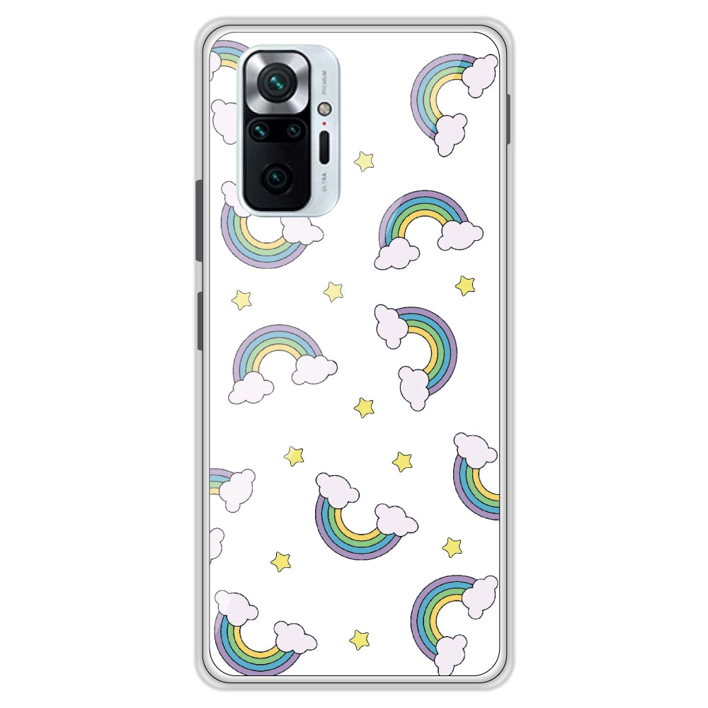 Rainbow With Clouds - Clear Printed Case For Redmi Models