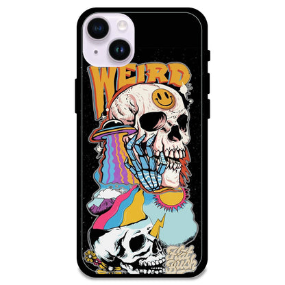 Weird Skull Graffiti - Glossy Metal Silicone Case For Apple iPhone Models- Apple iPhone 14 plus