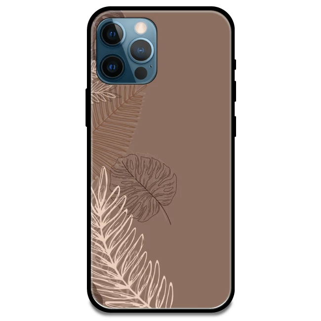 Brown Leaves - Glossy Metal Silicone Case For Apple iPhone Models iPhone 15 Pro