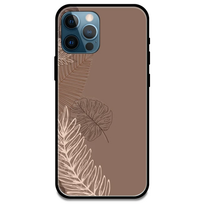 Brown Leaves - Glossy Metal Silicone Case For Apple iPhone Models iPhone 15 Pro