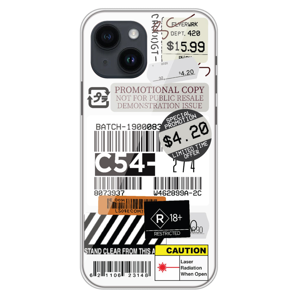 Labels - Clear Printed Case For iPhone Models iphone 14