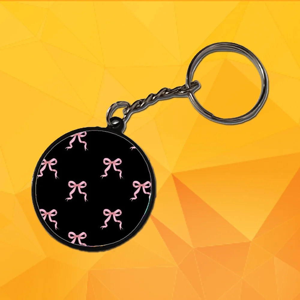 Pink Bows - Keychain With Black Border (Pack Of 2)