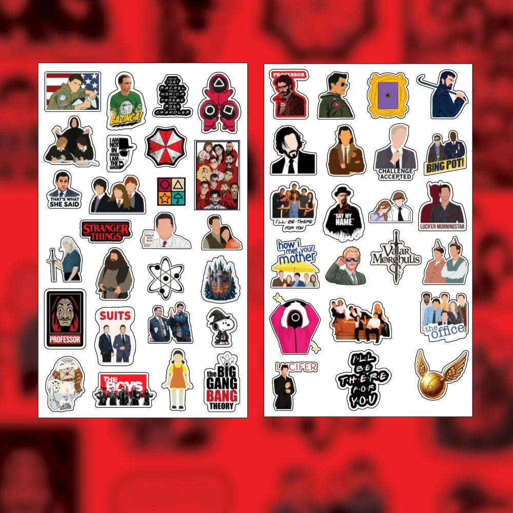 TV Series Stickers Pack – 42+ Pop Culture Waterproof Stickers