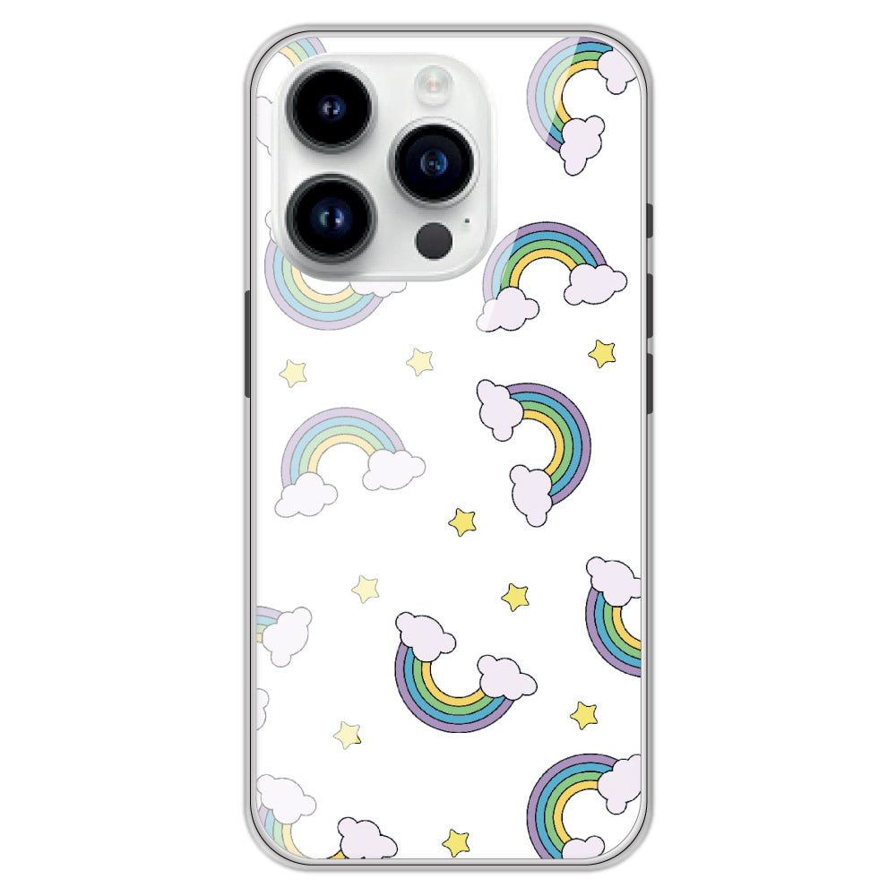 Rainbow With Clouds - Clear Printed Case For Apple iPhone Models