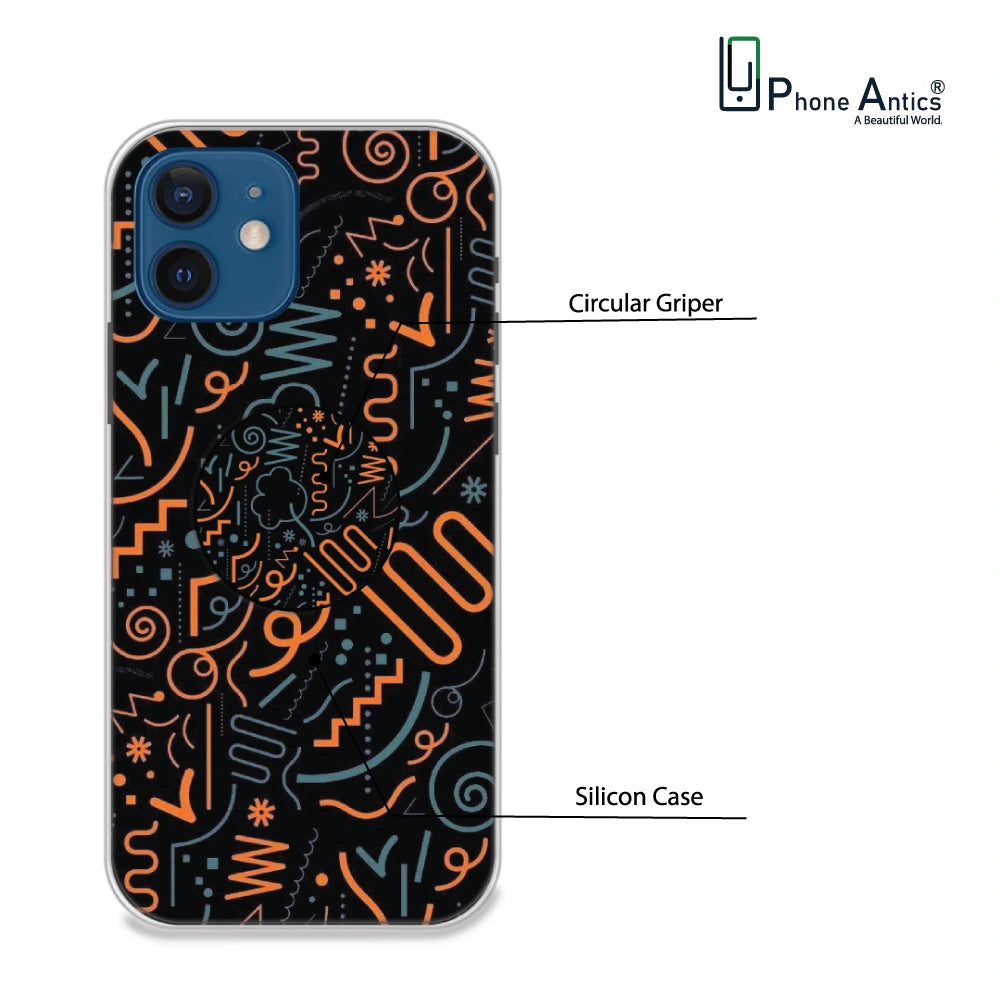 Orange Graffiti - Silicone Grip Case For Apple iPhone Models iPhone 12 infographic