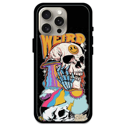 Weird Skull Graffiti - Glossy Metal Silicone Case For Apple iPhone Models- Apple iPhone 15 pro max