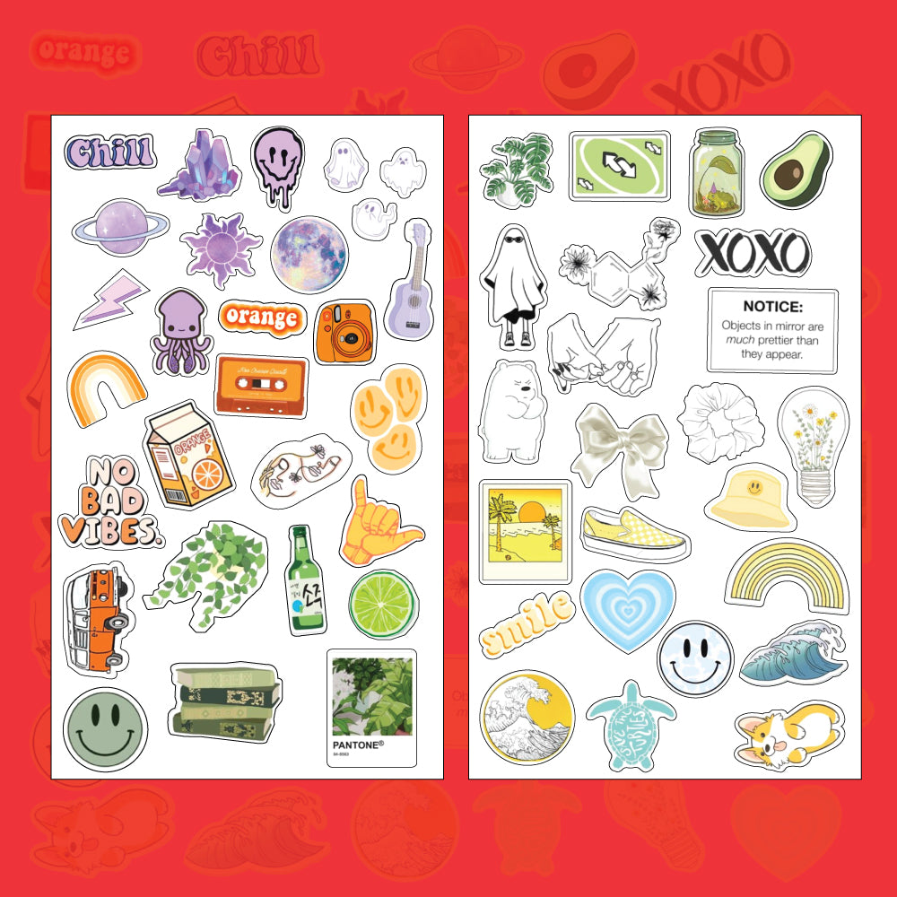 Y2K Aesthetic Sticker Bundle – 48 Waterproof Aesthetic Stickers for Phone Cases, Clear Covers, Journals, Scrapbooks & More
