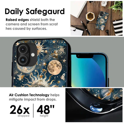 Mystic Cosmic Eye Galaxy - Glossy Metal Silicone Case For Apple iPhone Infographic