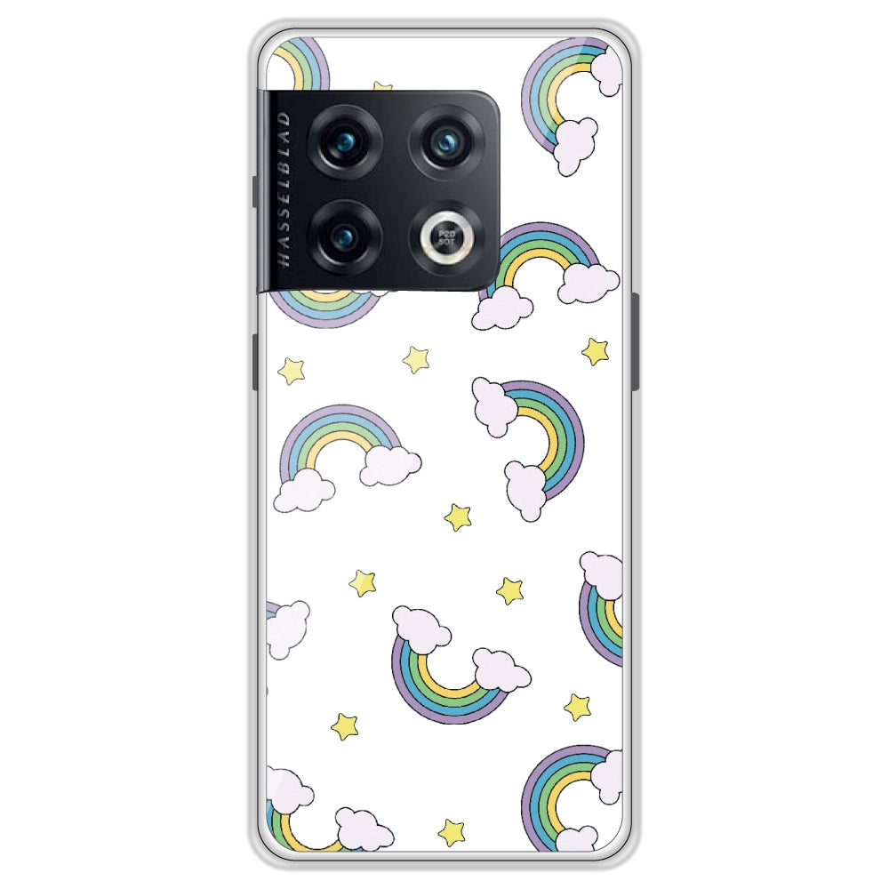 Rainbow With Clouds - Clear Printed Case For OnePlus Models