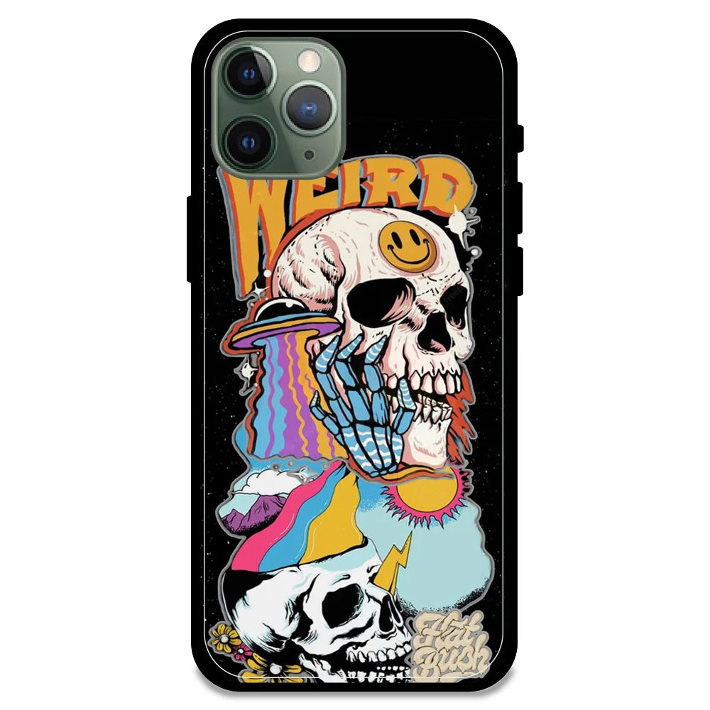 Weird Skull Graffiti - Glossy Metal Silicone Case For Apple iPhone Models- Apple iPhone 11 pro max