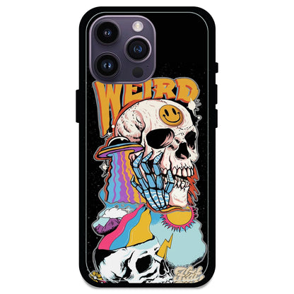 Weird Skull Graffiti - Glossy Metal Silicone Case For Apple iPhone Models- Apple iPhone 14 pro max